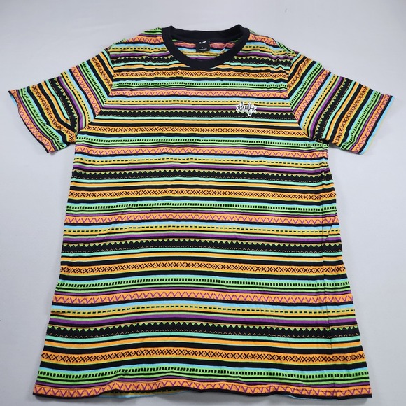 HUF Other - HUF Multicolor Striped T-Shirt Men L Embroidered Logo